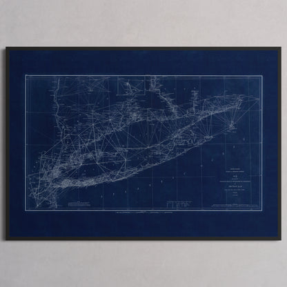 Long Island Sound Triangulation INDIGO - XL (70x100 cm / 28x40″) Black Frame