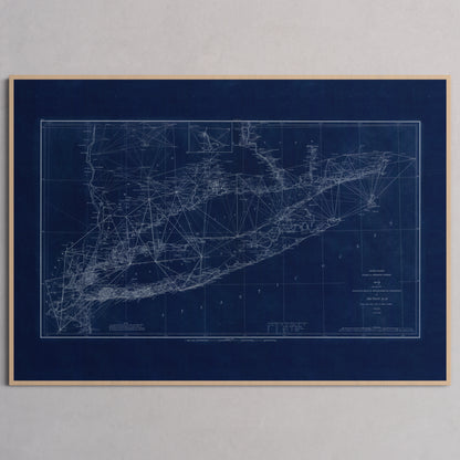 Long Island Sound Triangulation INDIGO - XL (70x100 cm / 28x40″) Natural Frame