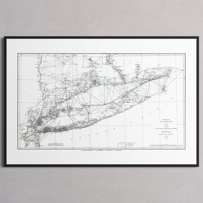 Long Island Sound Triangulation 1881 - L (60x90 cm / 24x36″) Black Frame