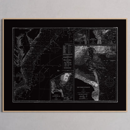 Entrance to Chesapeake Bay Delaware Bay and New York 1875 - L (60x80 cm / 24x32″) Natural Frame