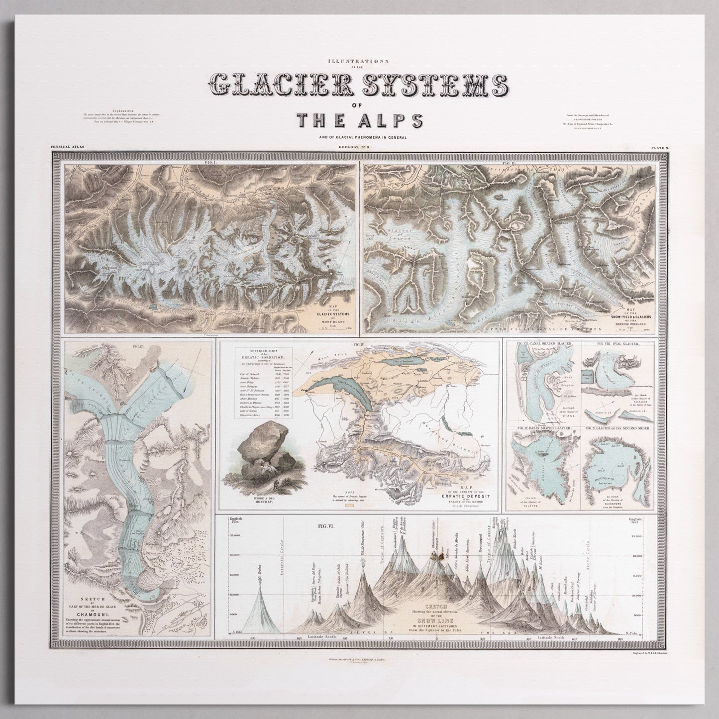 Glaciers of the Alps 1856 - S (40x40 cm / 16x16″) Print Only