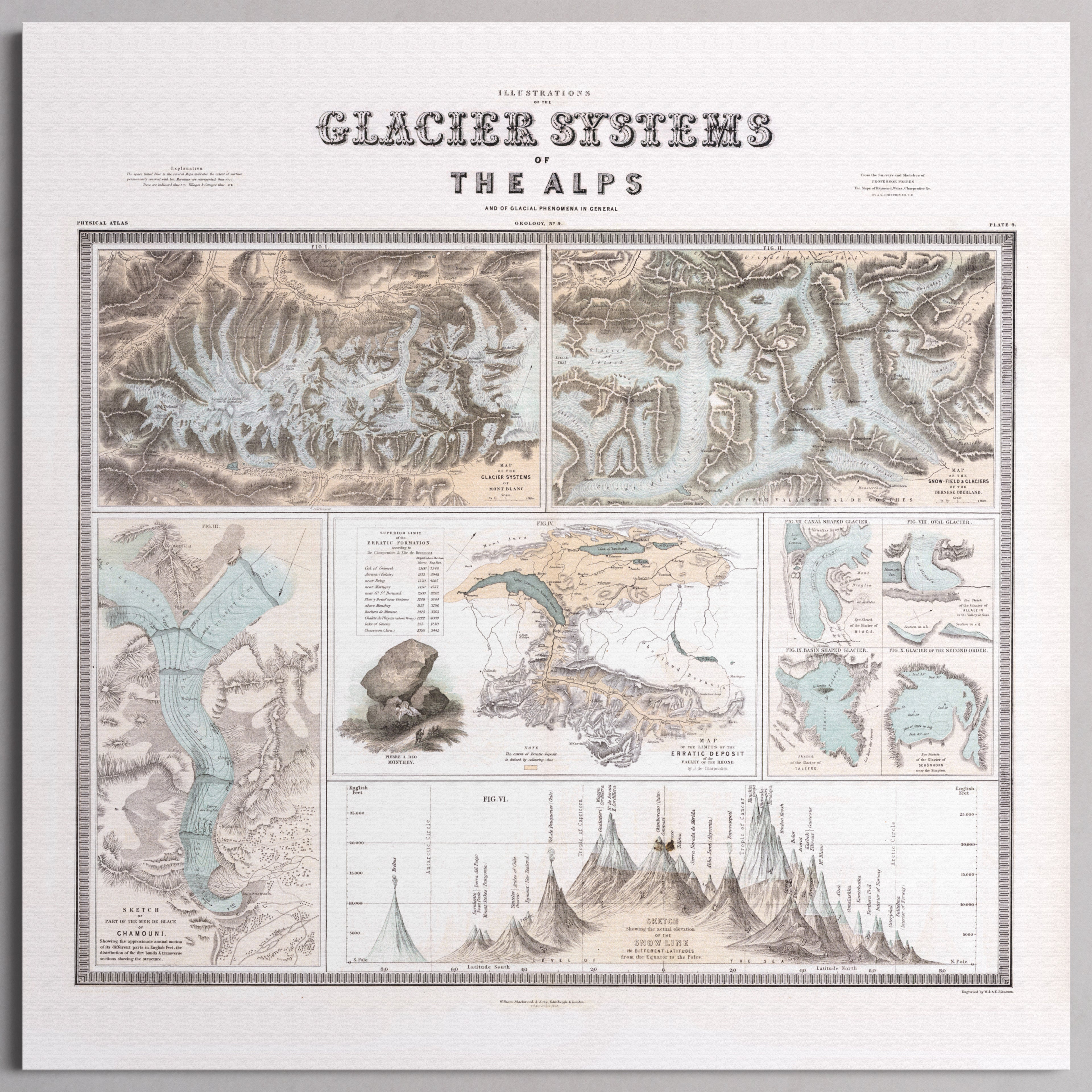 Glaciers of the Alps 1856 - S (40x40 cm / 16x16″) Print Only