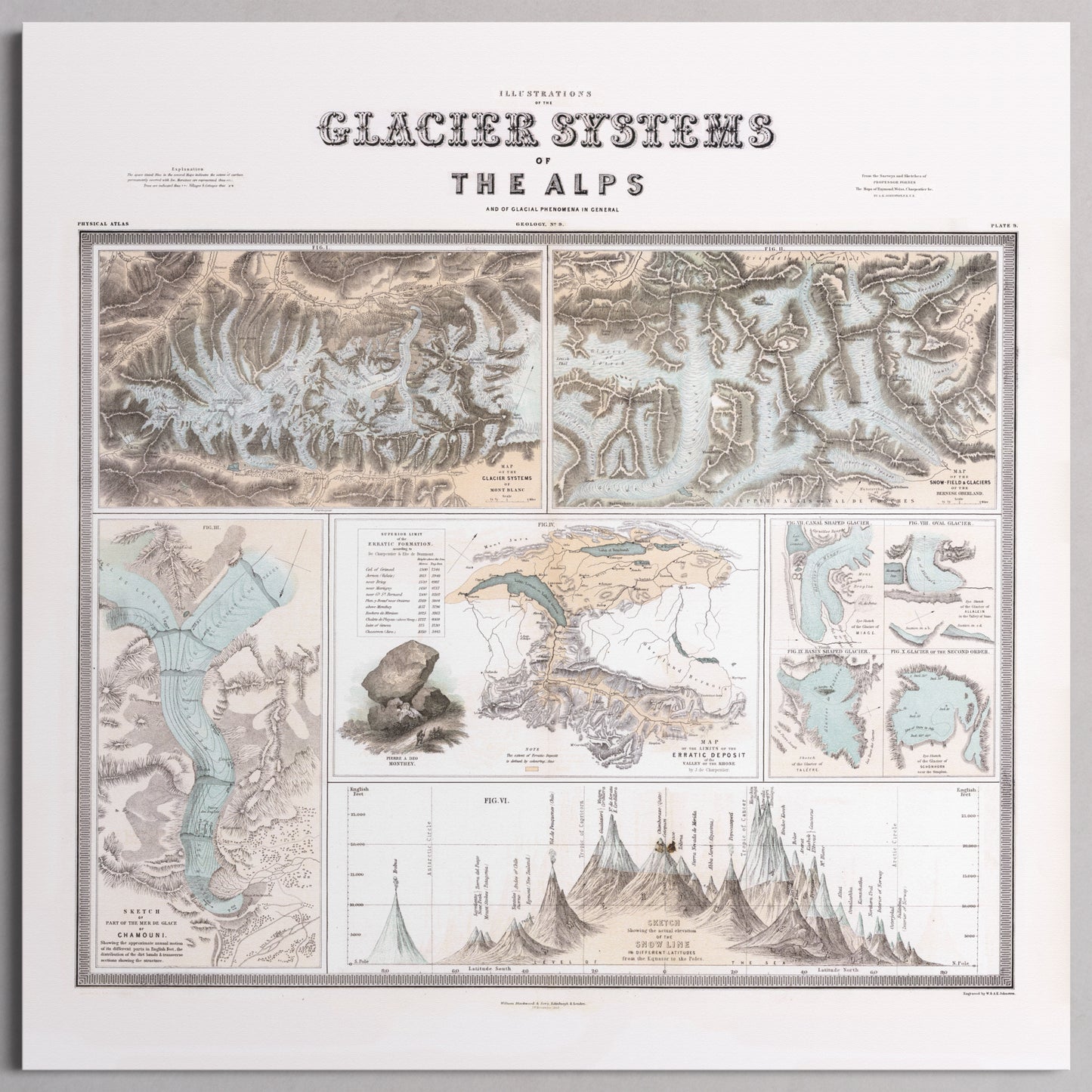 Glaciers of the Alps 1856 - M (50x50 cm / 20x20″) Print Only