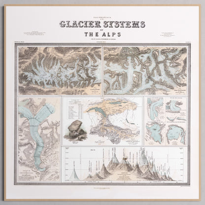 Glaciers of the Alps 1856 - S (40x40 cm / 16x16″) Natural Frame