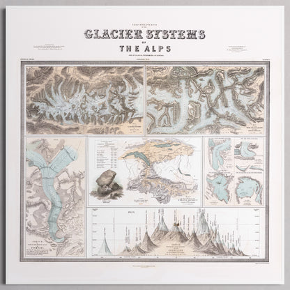 Glaciers of the Alps 1856 - S (40x40 cm / 16x16″) White Frame