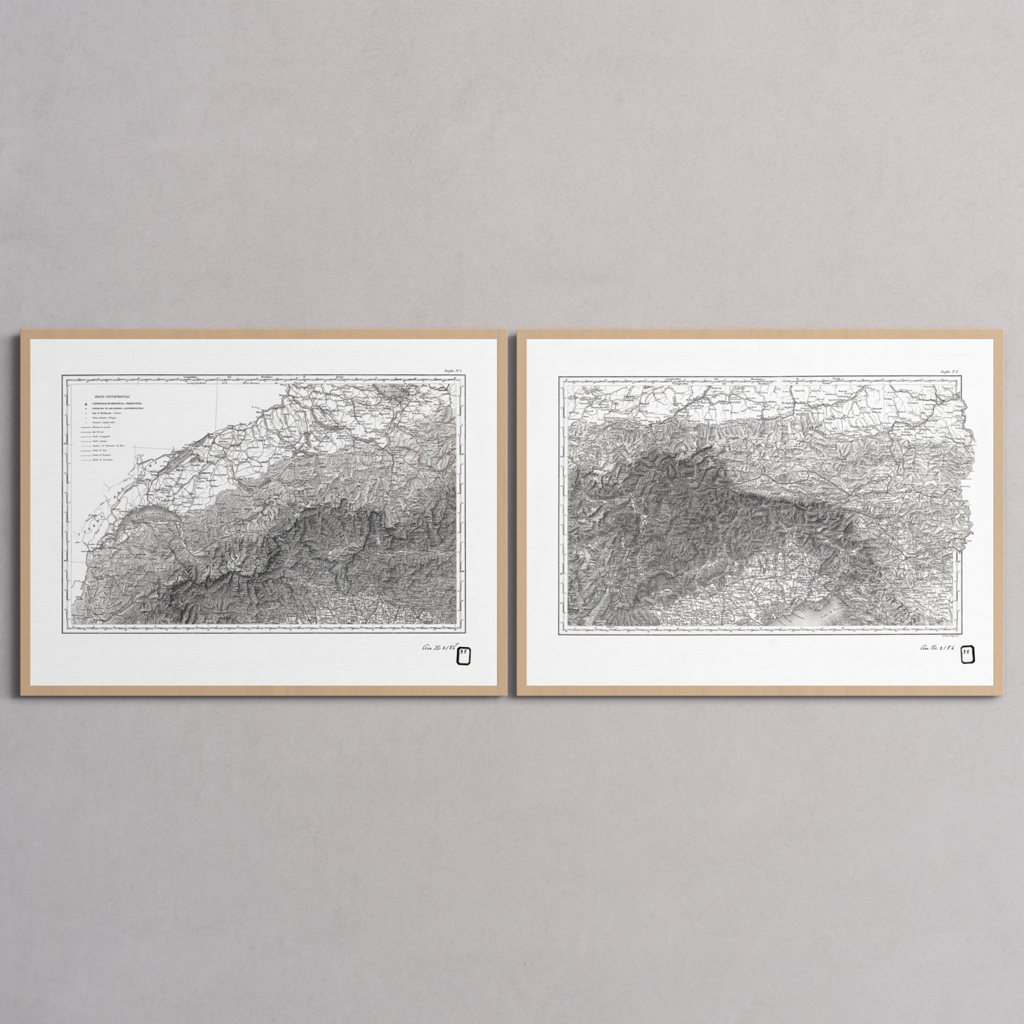 Alpi Italiano Diptych - M (45x60 cm / 18x24″) Natural Wood Frame