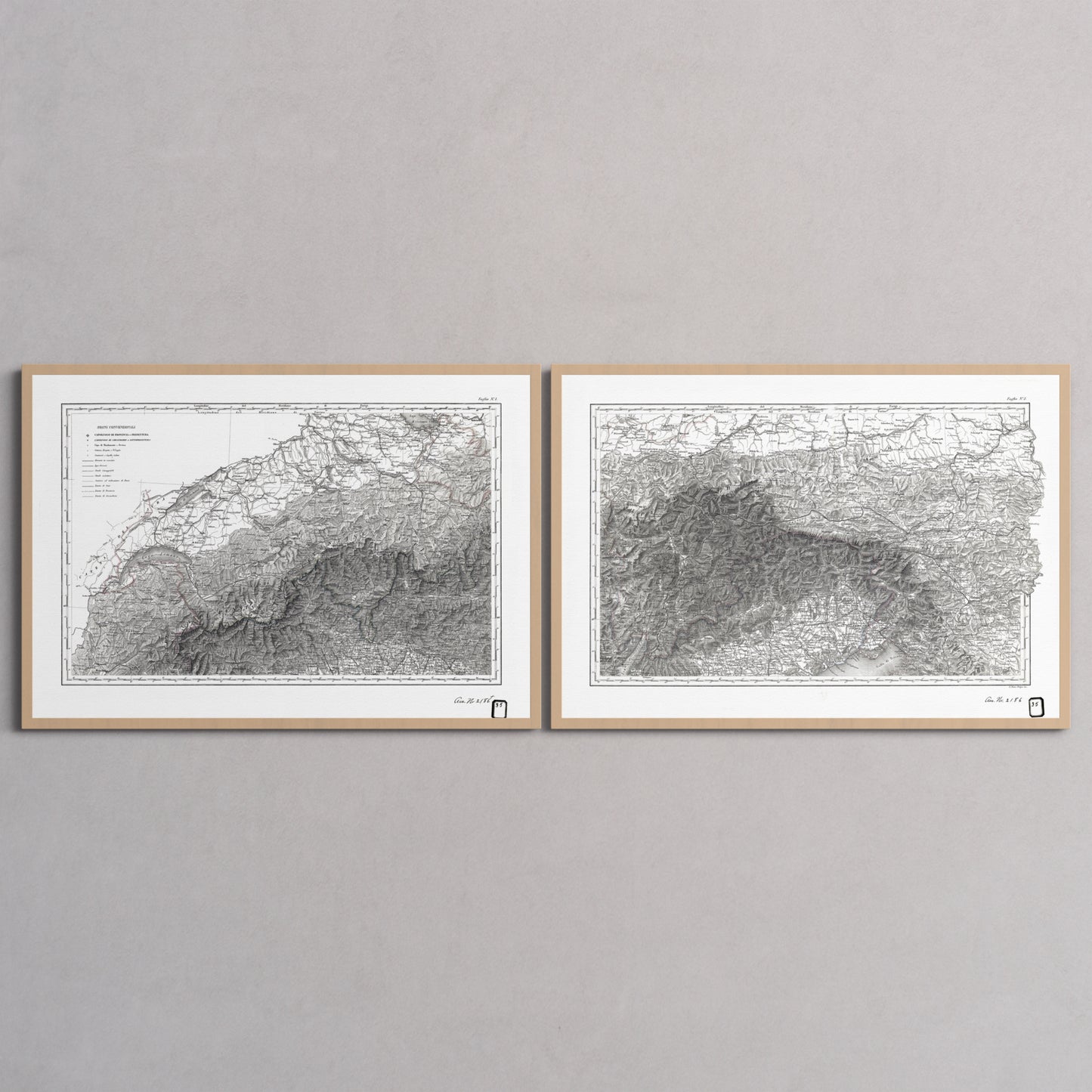 Alpi Italiano Diptych - XL (70x100 cm / 28x40″) Natural Wood Frame
