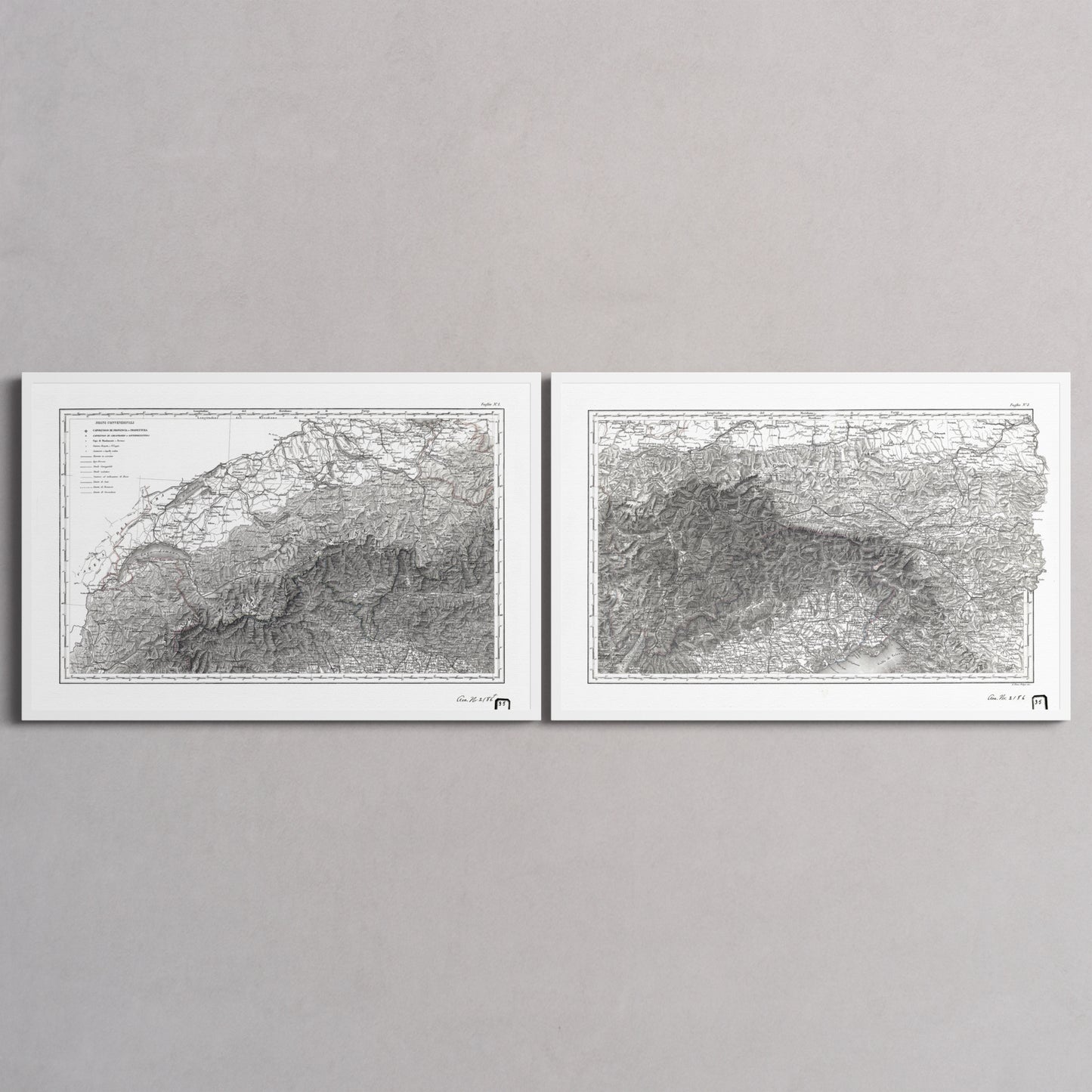 Alpi Italiano Diptych - L (60x90 cm / 24x36″) White Frame
