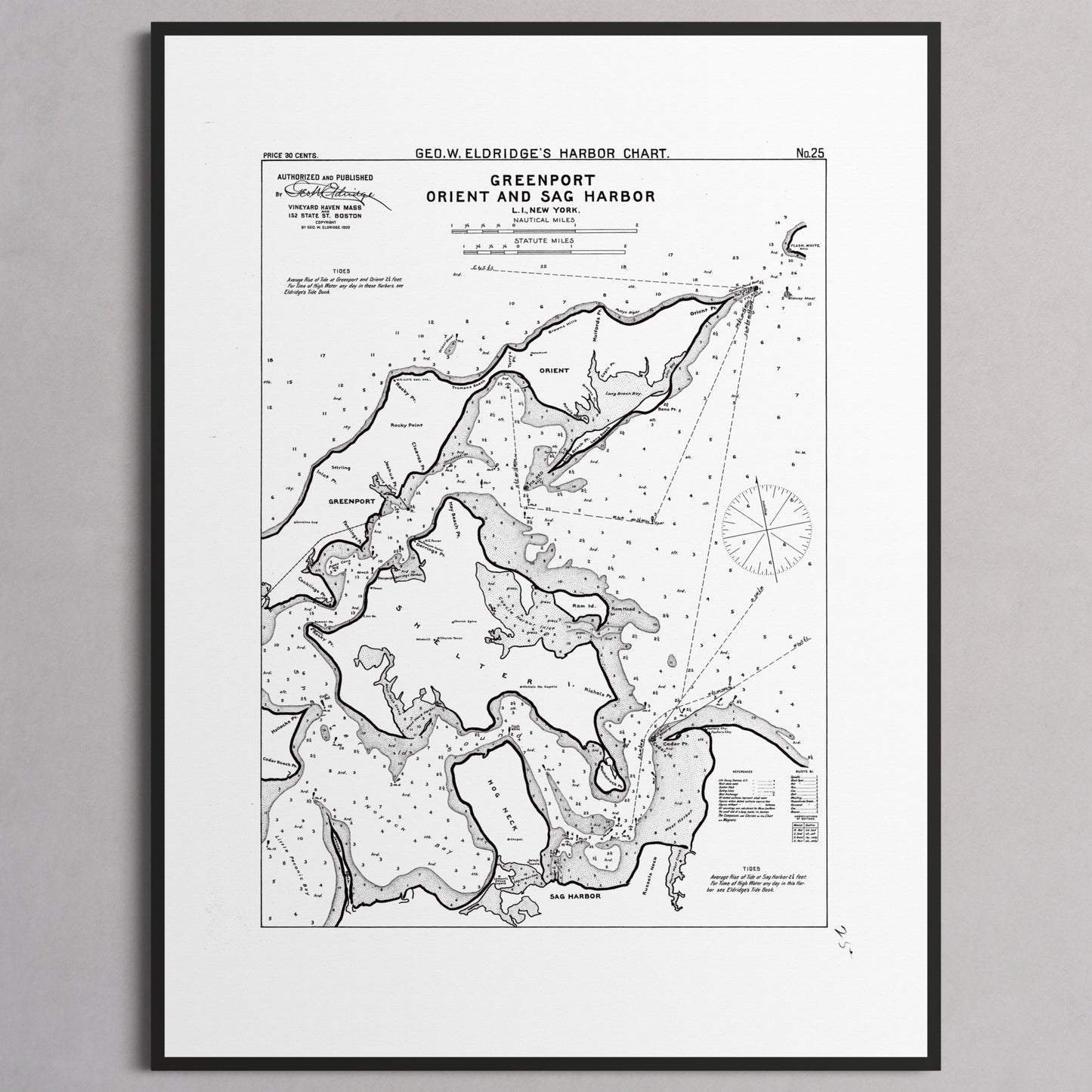 Greenport Orient and Sag Harbor 1908 - M (45x60 cm / 18x24″) Black Frame