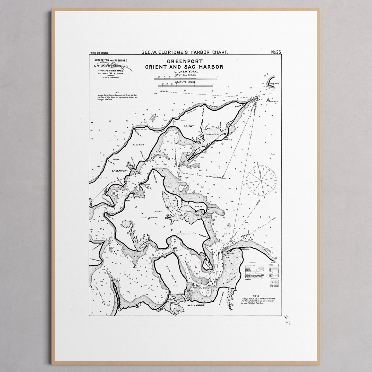 Greenport Orient and Sag Harbor 1908 - M (45x60 cm / 18x24″) Natural Frame
