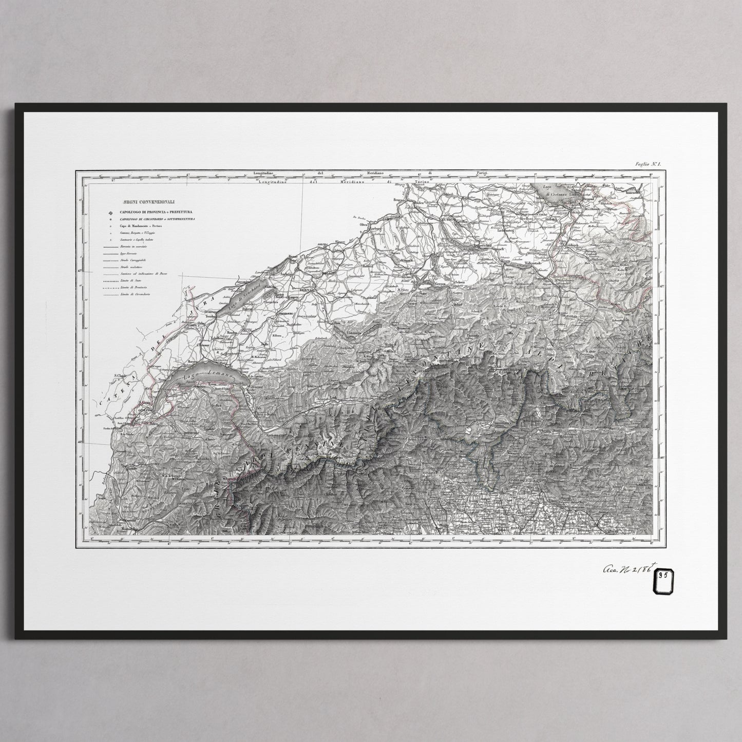 Alpi Italiano OVEST - M (45x60 cm / 18x24″) Black Frame