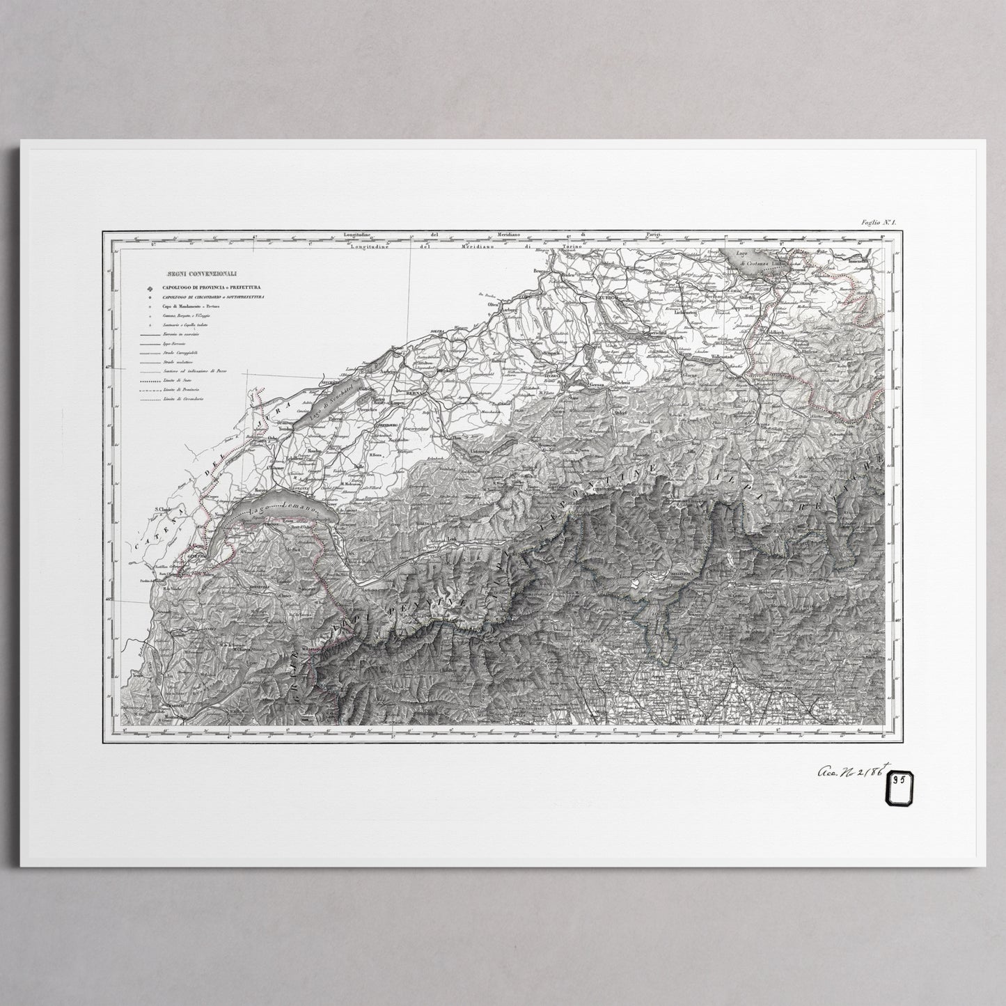 Alpi Italiano OVEST - M (45x60 cm / 18x24″) White Frame