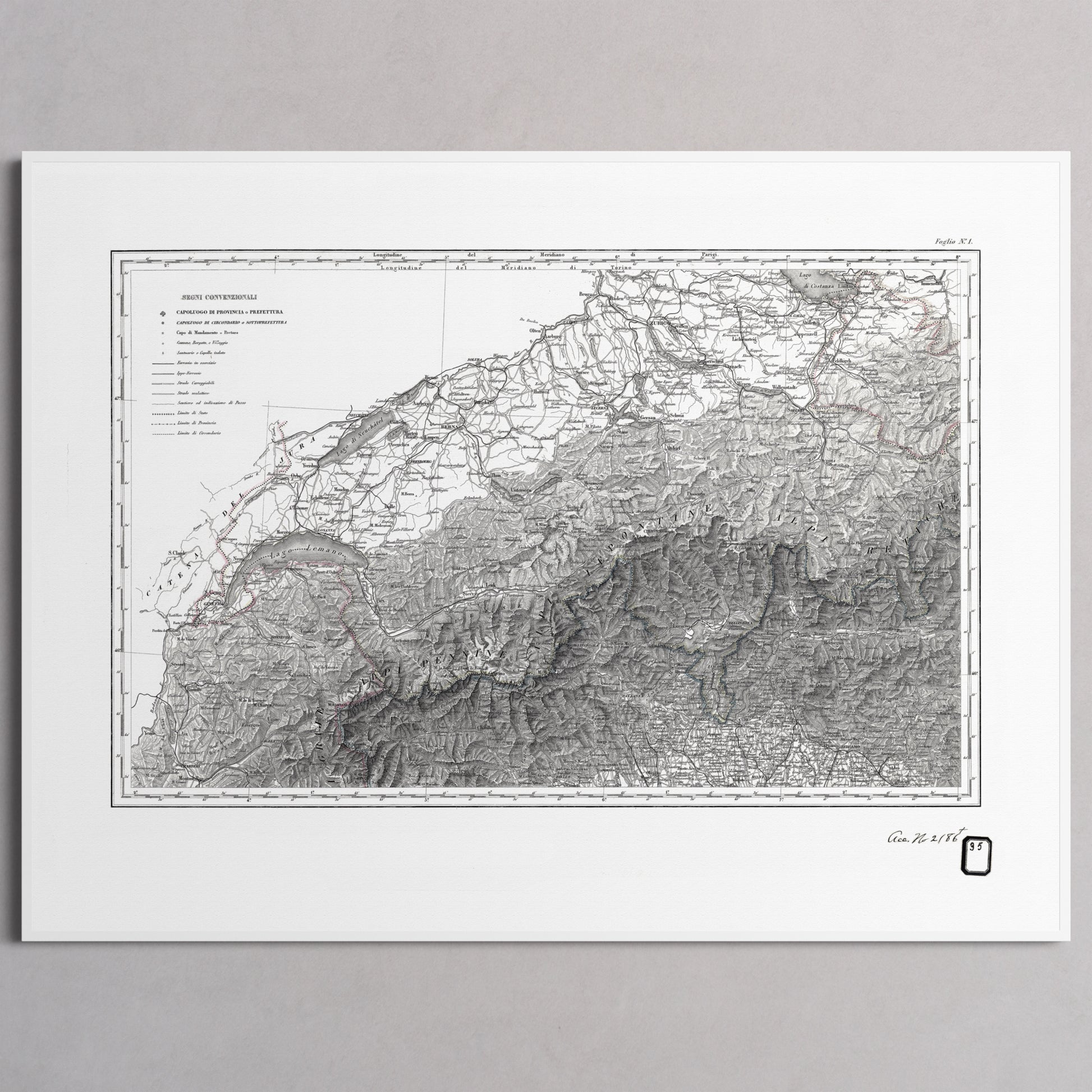 Alpi Italiano OVEST - M (45x60 cm / 18x24″) White Frame