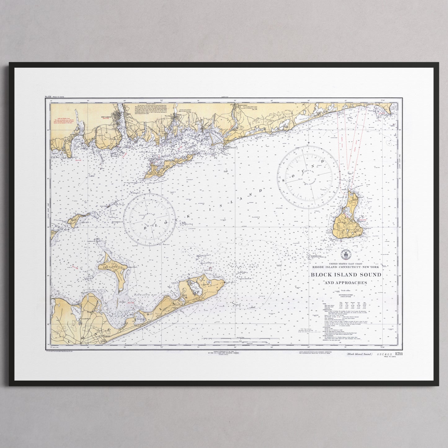 Block Island Sound and Approaches 1934 - M (45x60 cm / 18x24″) Black Frame