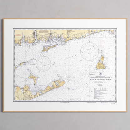 Block Island Sound and Approaches 1934 - M (45x60 cm / 18x24″) Natural Frame