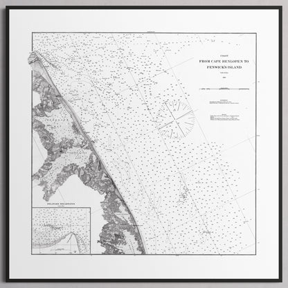 Cape Henlopen to Fenwicks Island 1880 - S (40x40 cm / 16x16″) Black Frame