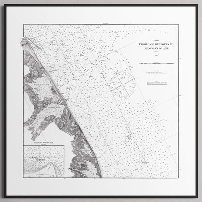 Cape Henlopen to Fenwicks Island 1880 - M (50x50 cm / 20x20″) Black Frame
