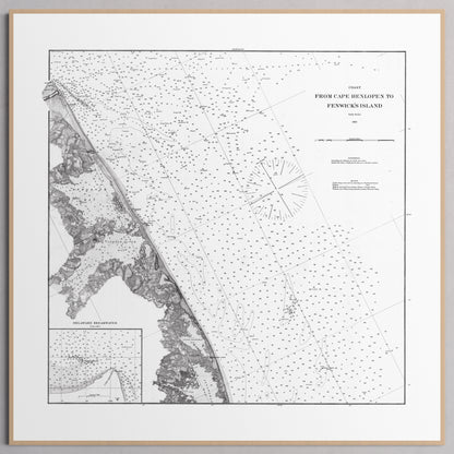 Cape Henlopen to Fenwicks Island 1880 - L (70x70 cm / 28x28″) Natural Frame