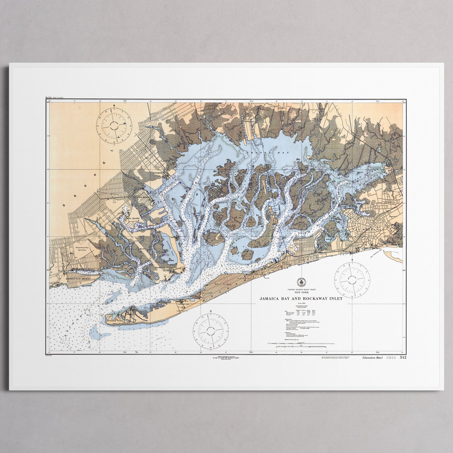 Jamaica Bay And Rockaway Inlet 1924 - M (45x60 cm / 18x24″) White Frame