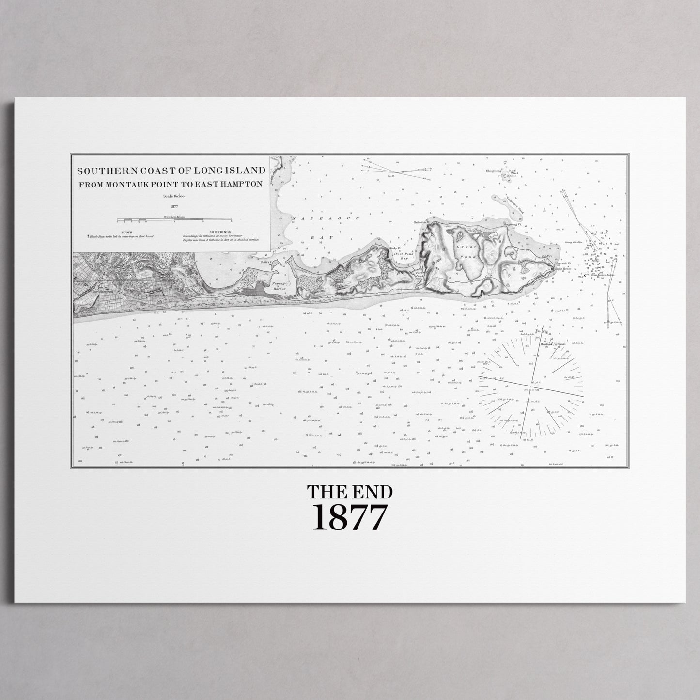 Southern Coast of Long Island From Montaukpoint to East Hampton INDIGO - M (45x60 cm / 18x24″) Print Only