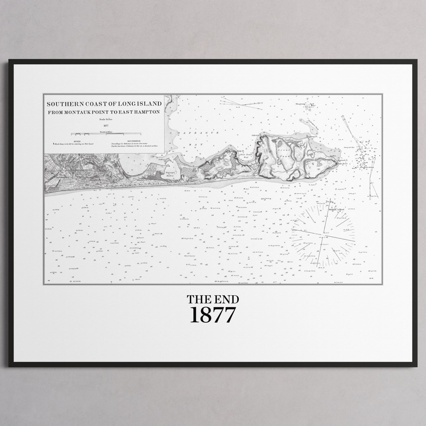 Southern Coast of Long Island From Montaukpoint to East Hampton 1877 - M (45x60 cm / 18x24″) Black Frame