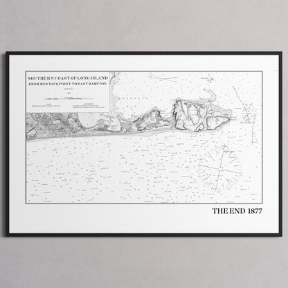 Southern Coast of Long Island From Montaukpoint to East Hampton 1877 - L (60x90 cm / 24x36″) Black Frame