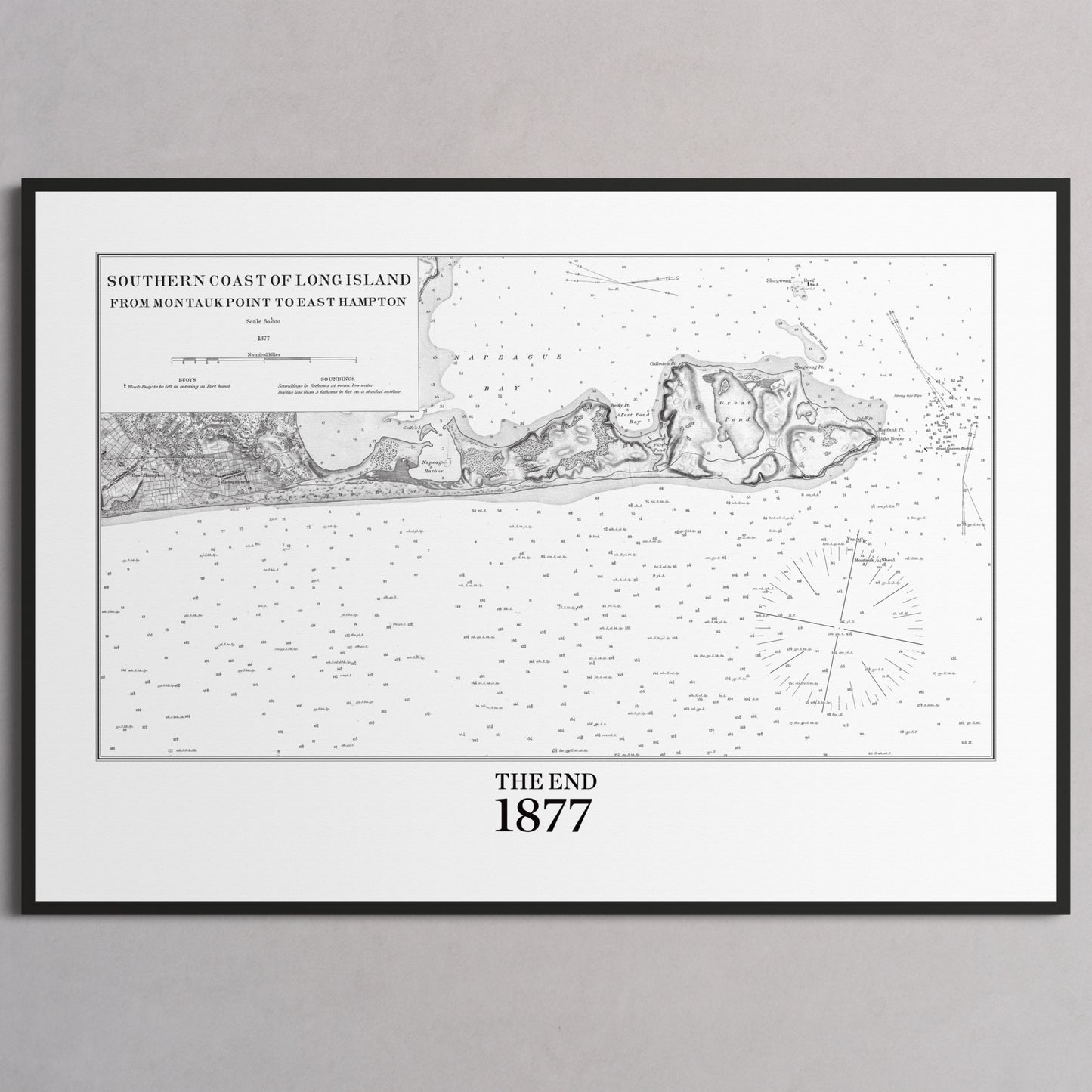 Southern Coast of Long Island From Montaukpoint to East Hampton 1877 - XL (70x100 cm / 28x40″) Black Frame