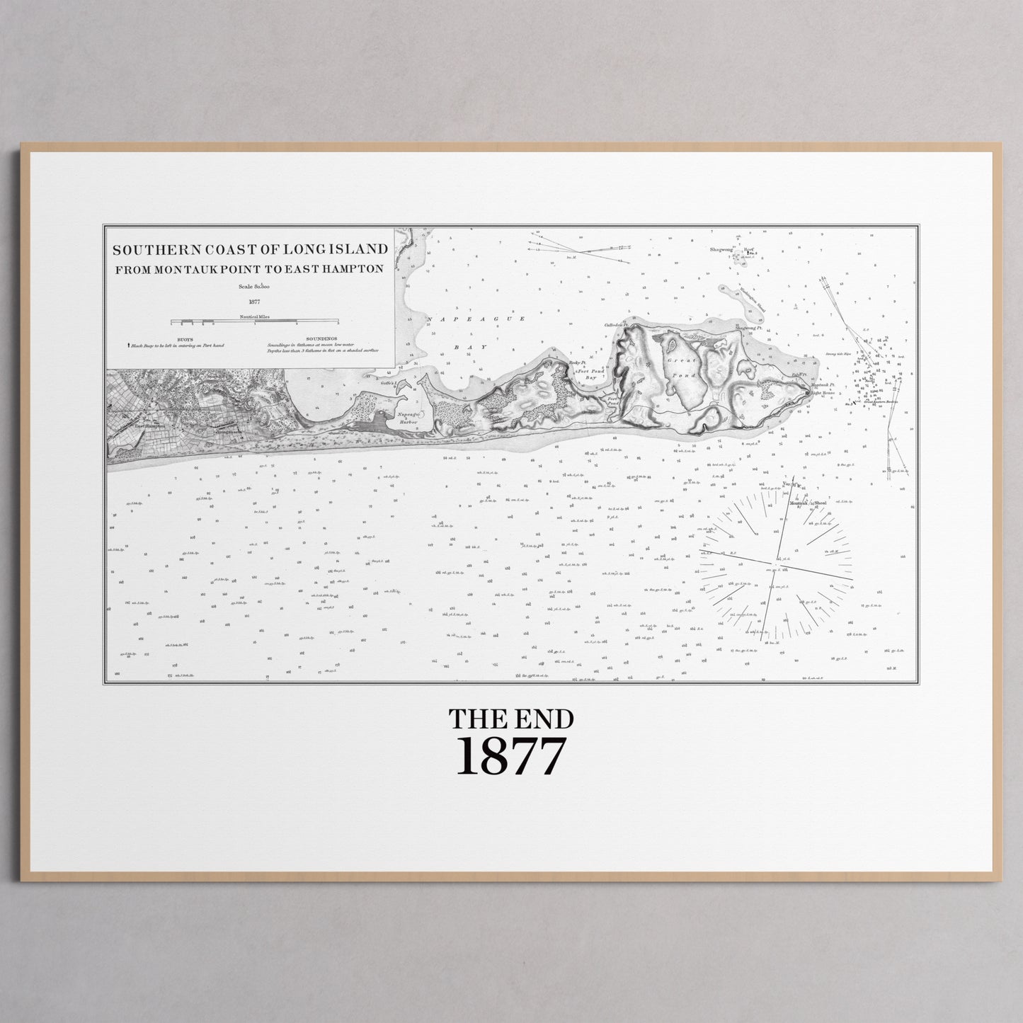 Southern Coast of Long Island From Montaukpoint to East Hampton 1877 - M (45x60 cm / 18x24″) Natural Frame