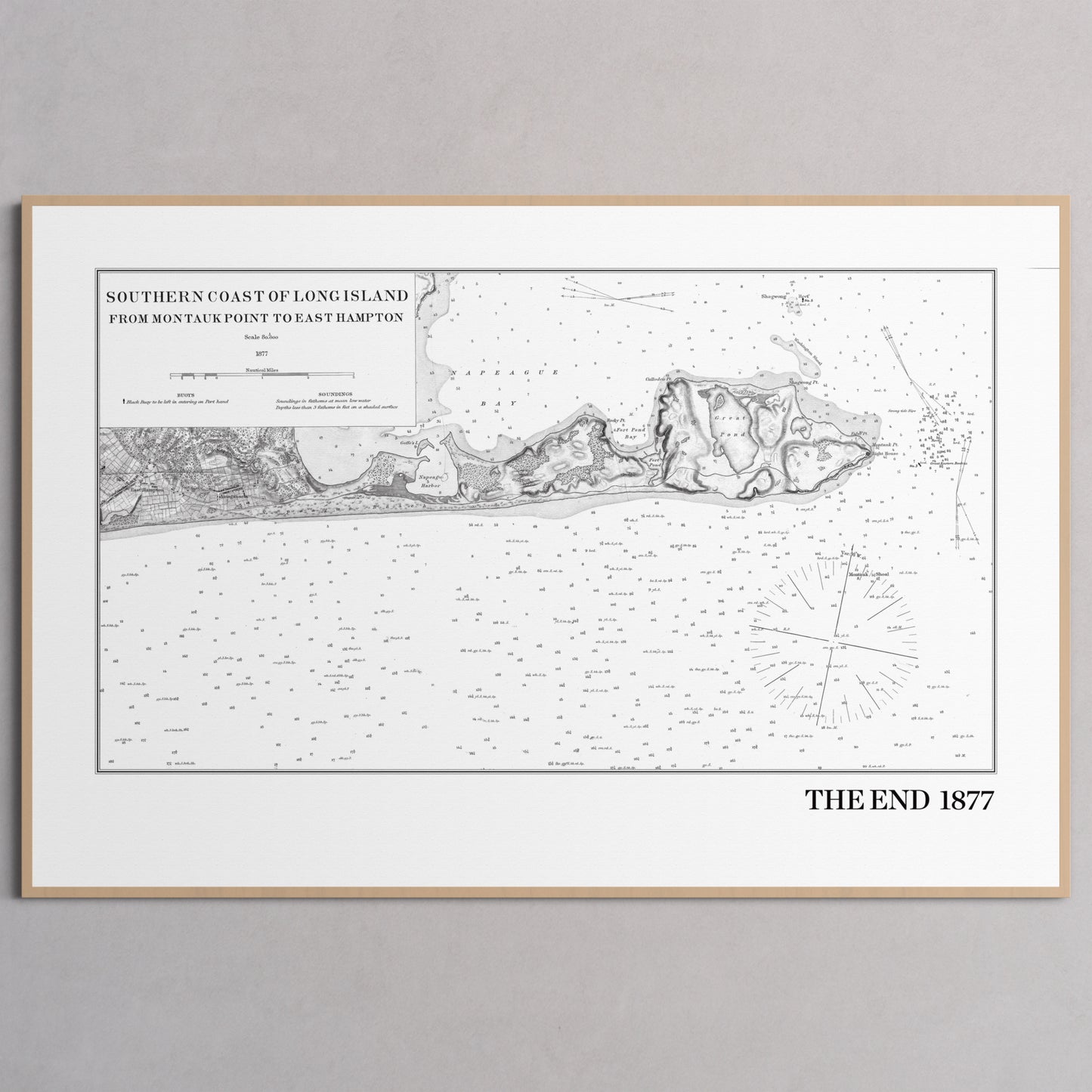 Southern Coast of Long Island From Montaukpoint to East Hampton 1877 - L (60x90 cm / 24x36″) Natural Frame