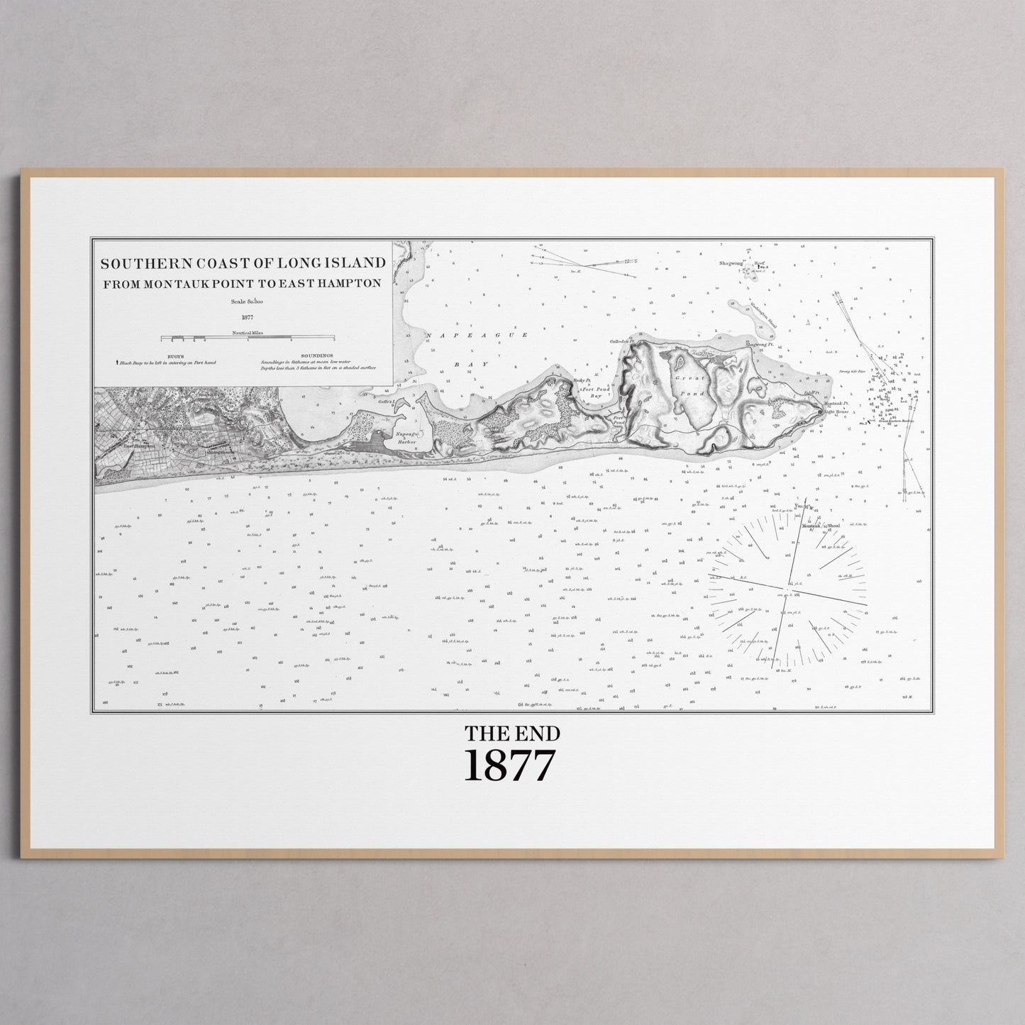 Southern Coast of Long Island From Montaukpoint to East Hampton 1877 - XL (70x100 cm / 28x40″) Natural Frame