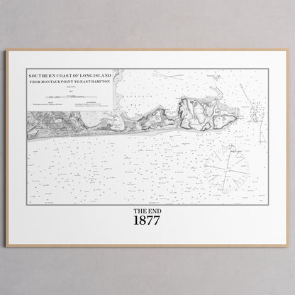 Southern Coast of Long Island From Montaukpoint to East Hampton 1877 - XL (70x100 cm / 28x40″) Natural Frame