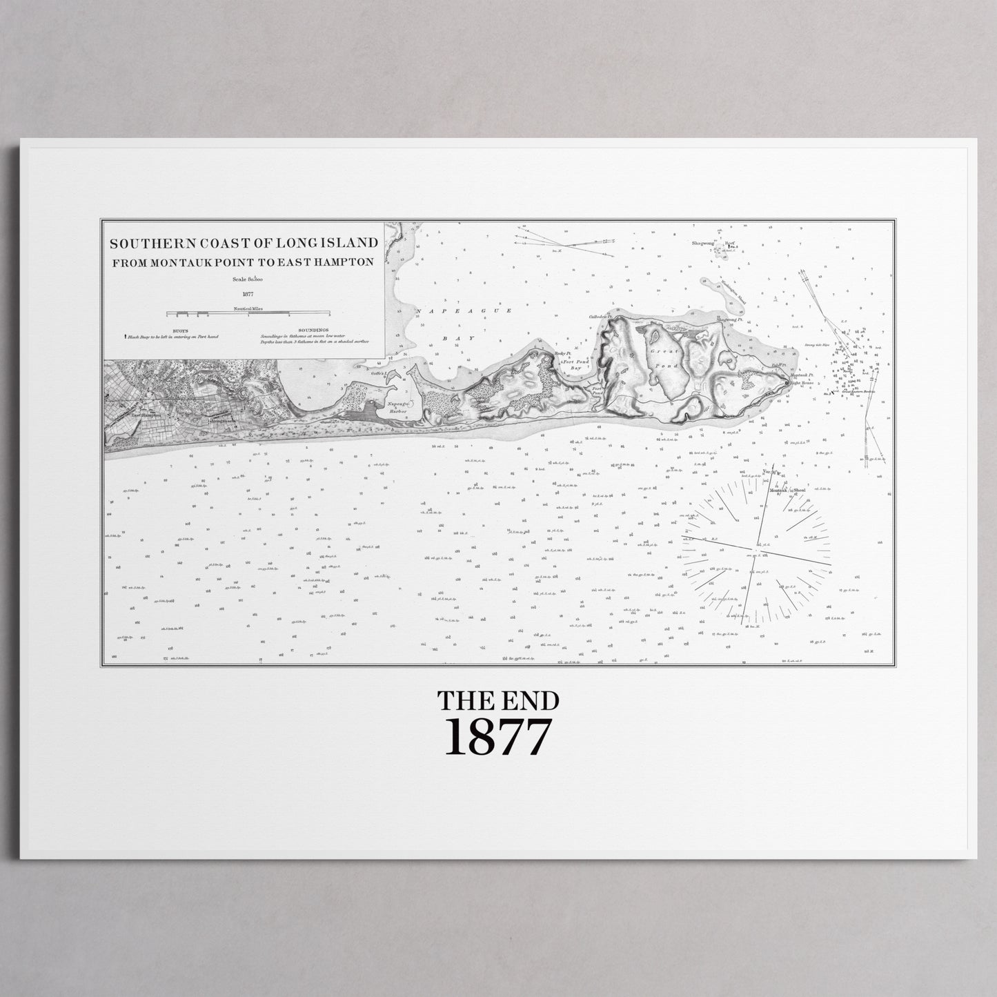 Southern Coast of Long Island From Montaukpoint to East Hampton 1877 - M (45x60 cm / 18x24″) White Frame
