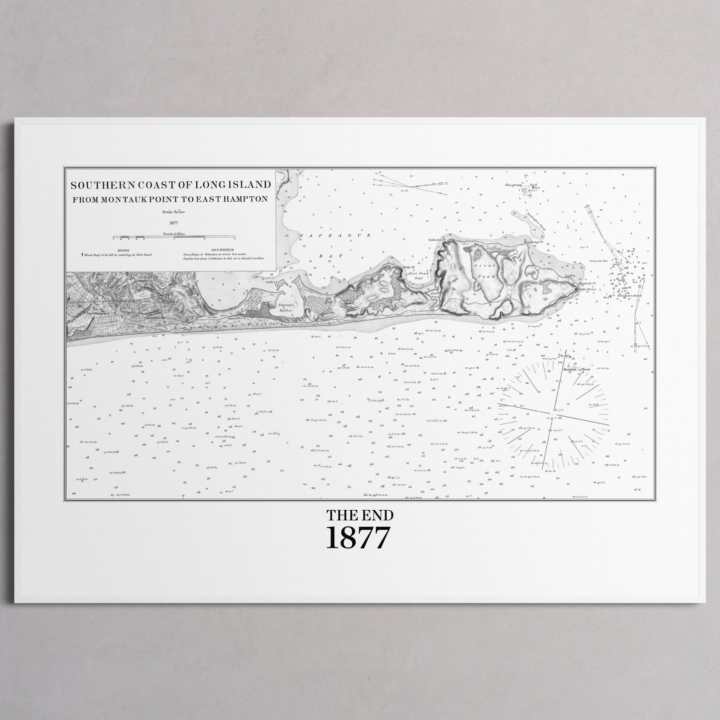 Southern Coast of Long Island From Montaukpoint to East Hampton 1877 - XL (70x100 cm / 28x40″) White Frame