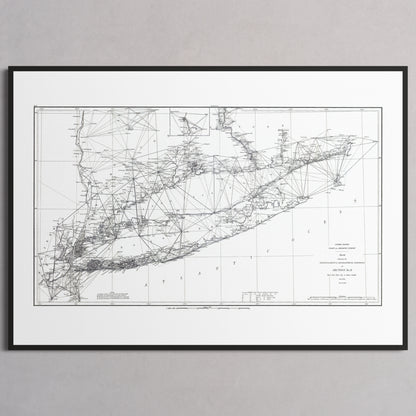 Long Island Sound Triangulation 1881 - M (A2 (42 x 59.4 cm)) Black Frame