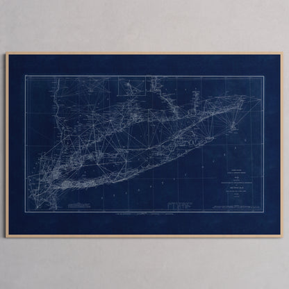 Long Island Sound Triangulation INDIGO - L (60x90 cm / 24x36″) Natural Frame