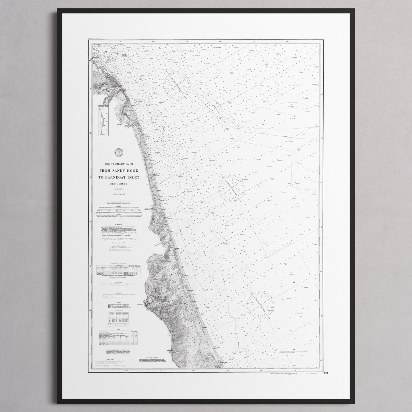 Sandy Hook To Barnegat Inlet 1886 - L (60x80 cm / 24x32″) Black Frame