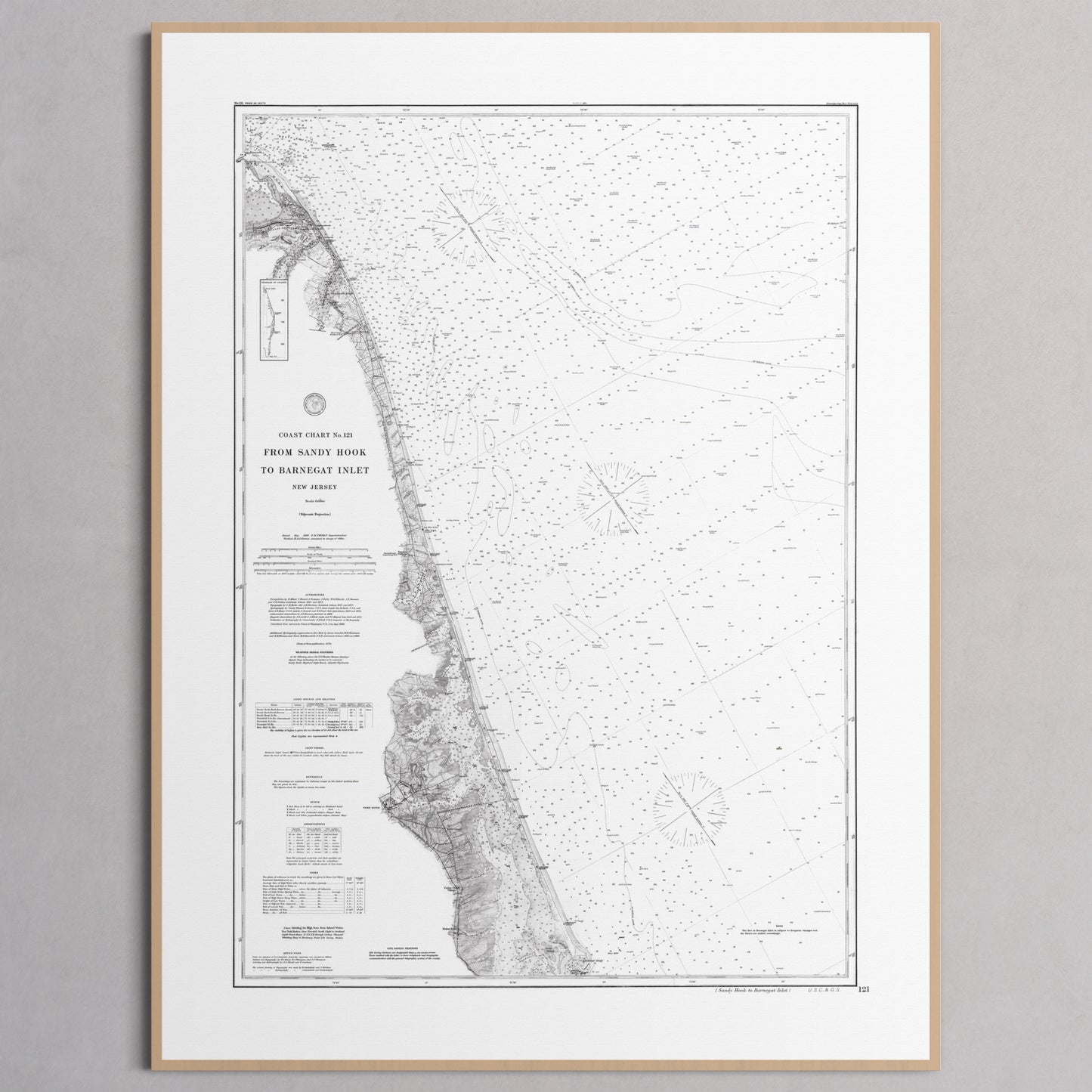 Sandy Hook To Barnegat Inlet 1886 - L (60x80 cm / 24x32″) Natural Frame