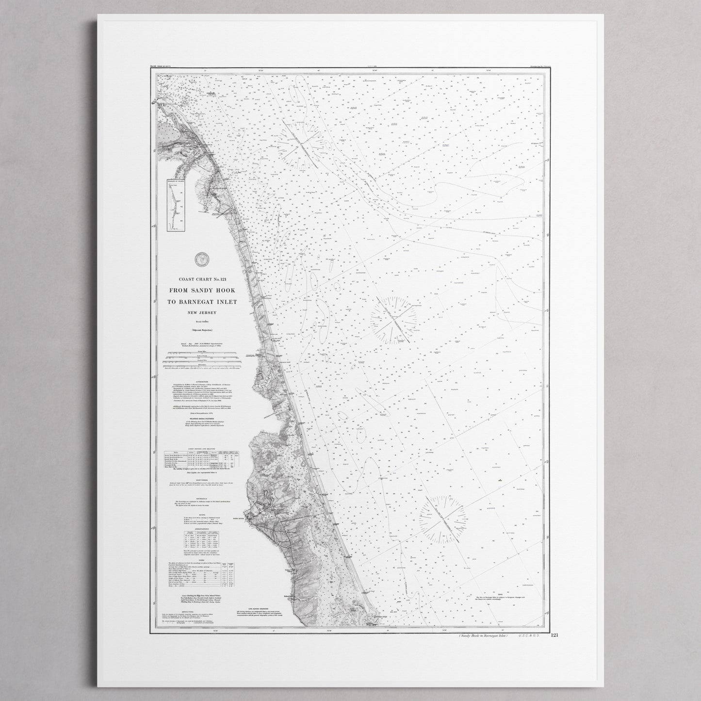 Sandy Hook To Barnegat Inlet 1886 - L (60x80 cm / 24x32″) White Frame
