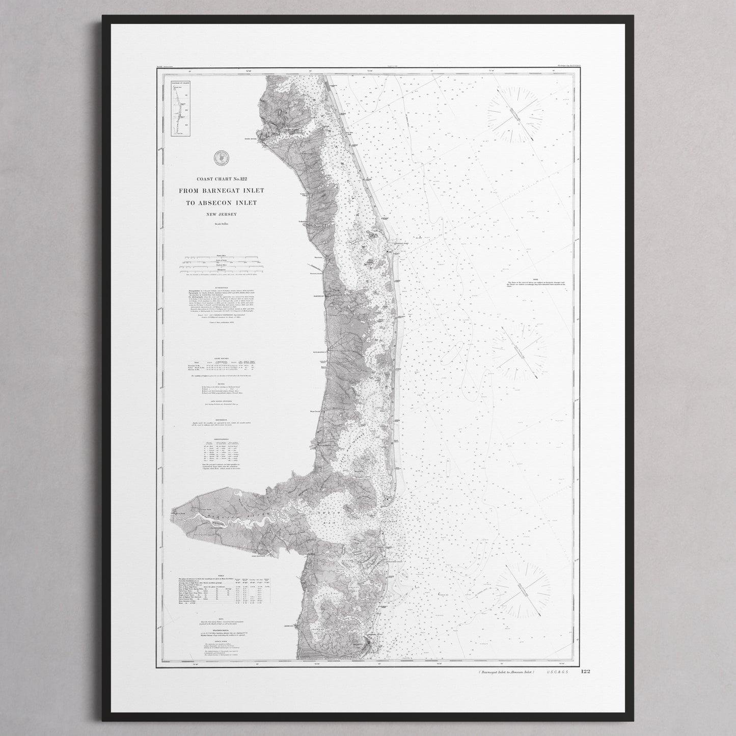 Barnegat Inlet To Absecon Inlet 1879 - M (45x60 cm / 18x24″) Black Frame