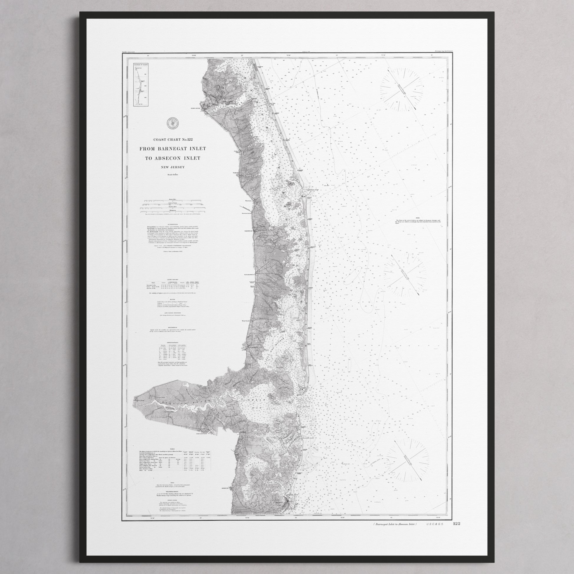 Barnegat Inlet To Absecon Inlet 1879 - M (45x60 cm / 18x24″) Black Frame