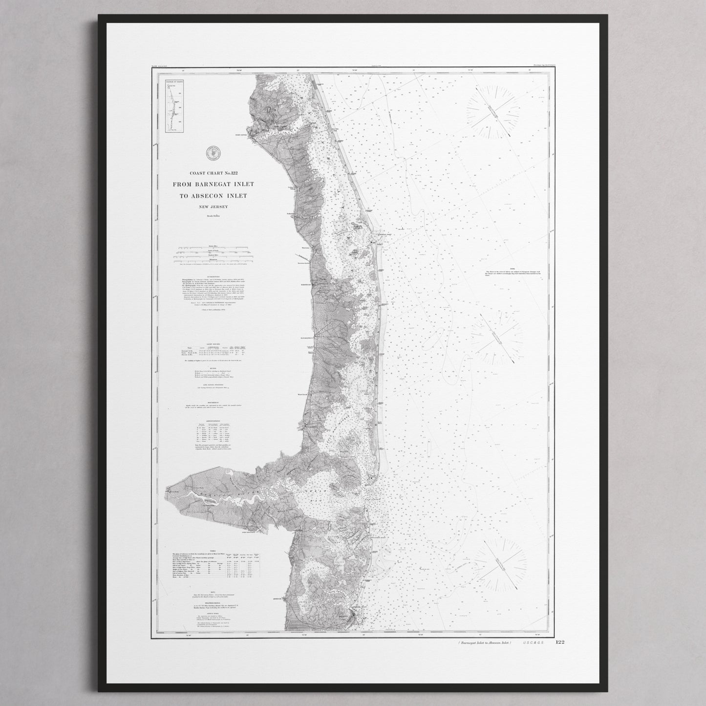 Barnegat Inlet To Absecon Inlet 1879 - L (60x80 cm / 24x32″) Black Frame