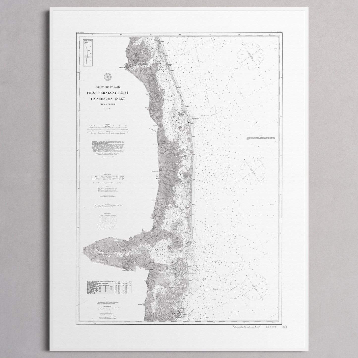 Barnegat Inlet To Absecon Inlet 1879 - M (45x60 cm / 18x24″) White Frame