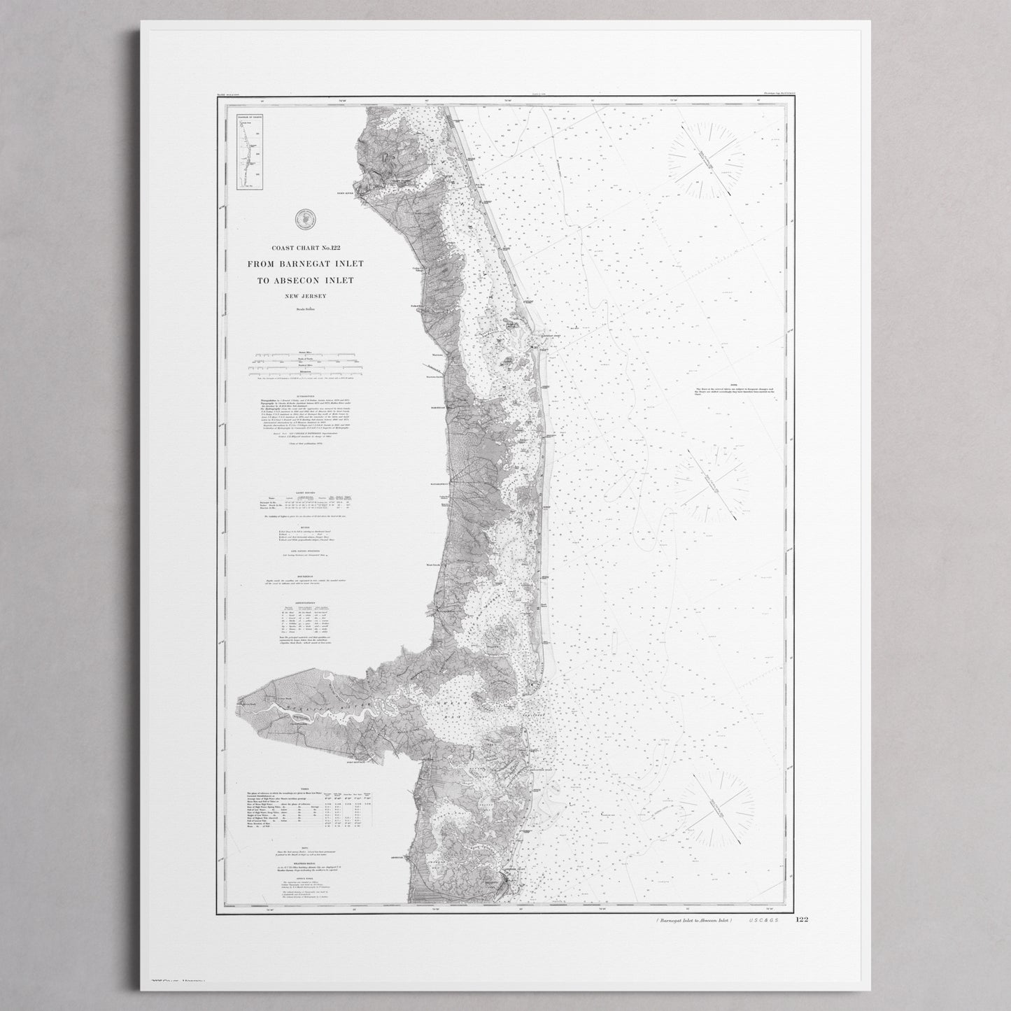 Barnegat Inlet To Absecon Inlet 1879 - L (60x80 cm / 24x32″) White Frame