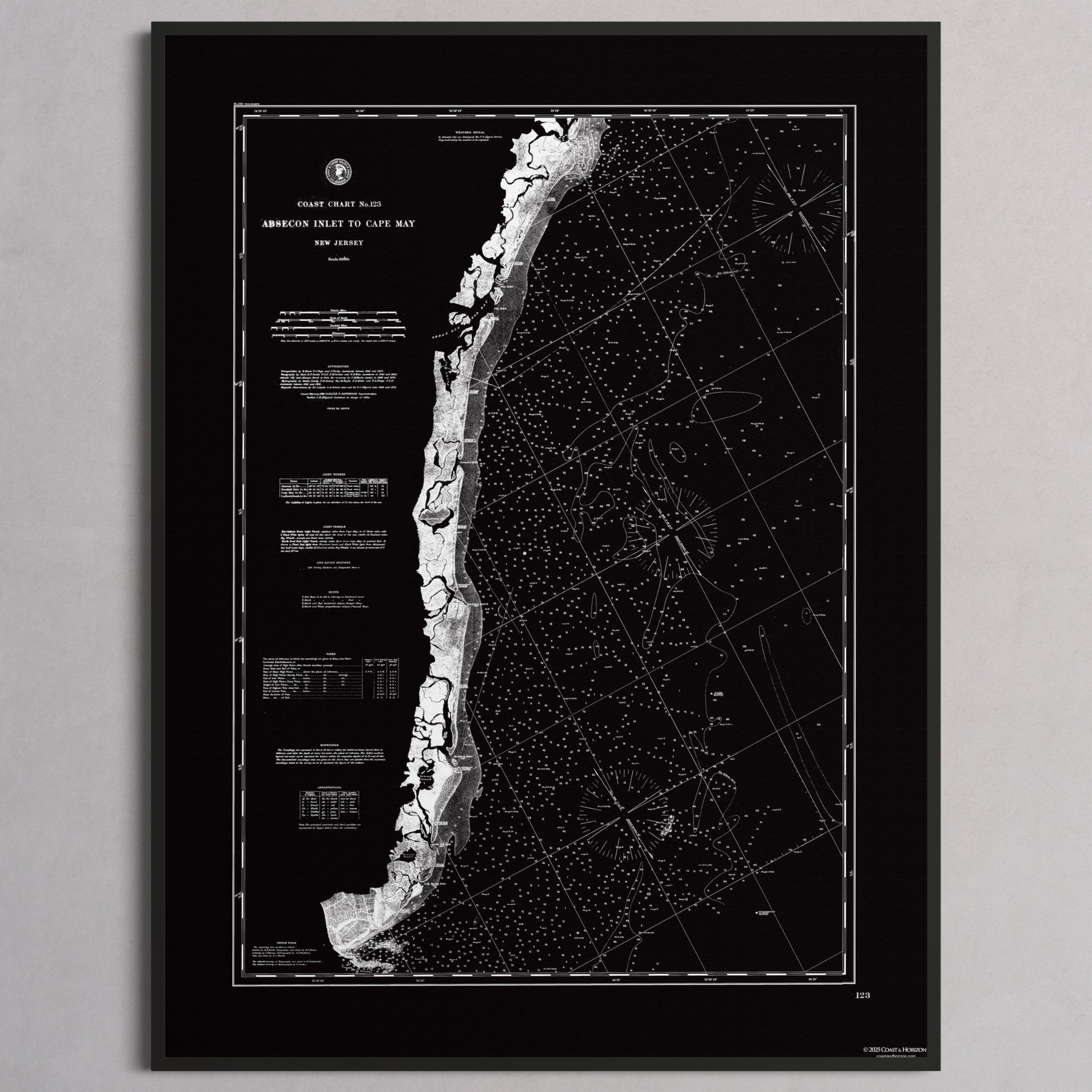 Absecon Inlet To Cape May NOIR - L (60x80 cm / 24x32″) Black Frame