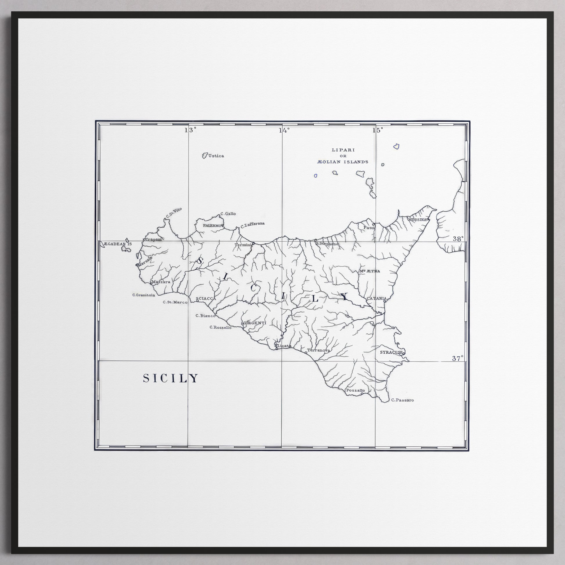 Sicily 1880 - M (50x50 cm / 20x20″) Black Frame