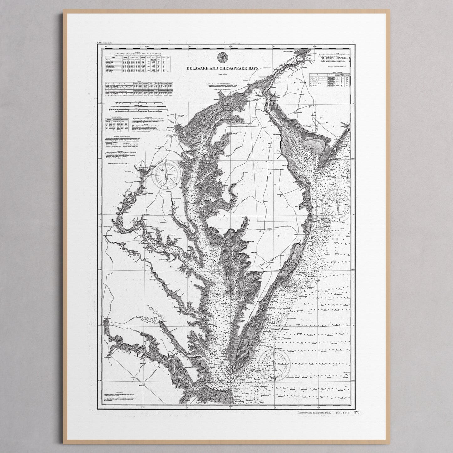 Delaware and Chesapeake Bays 1892 - L (60x80 cm / 24x32″) Natural Frame