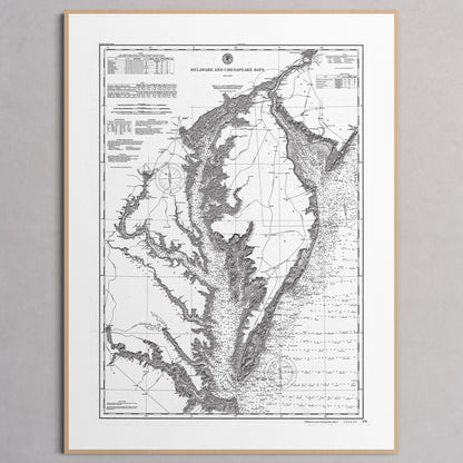Delaware and Chesapeake Bays 1892 - L (60x80 cm / 24x32″) Natural Frame