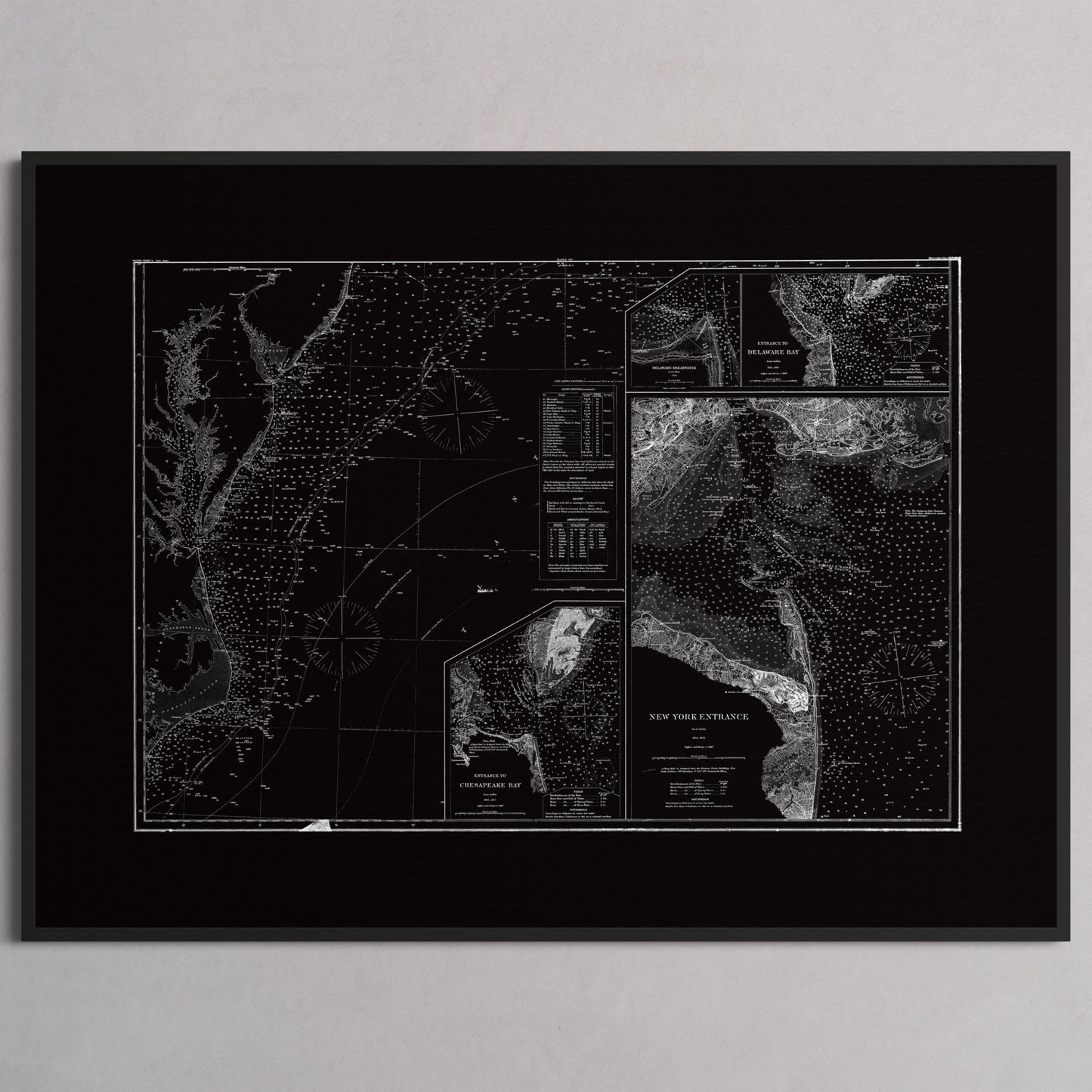 Entrance to Chesapeake Bay Delaware Bay and New York 1875 - M (45x60 cm / 18x24″) Black Frame