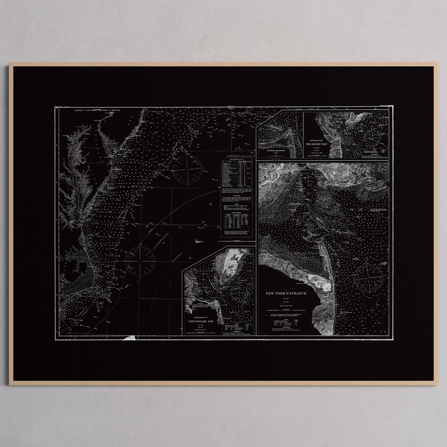 Entrance to Chesapeake Bay Delaware Bay and New York 1875 - M (45x60 cm / 18x24″) Natural Frame