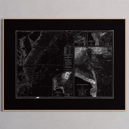 Entrance to Chesapeake Bay Delaware Bay and New York 1875 - M (45x60 cm / 18x24″) Natural Frame